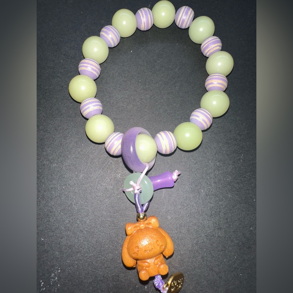 Hand Crafted Kids Bracelet - Green and Purple